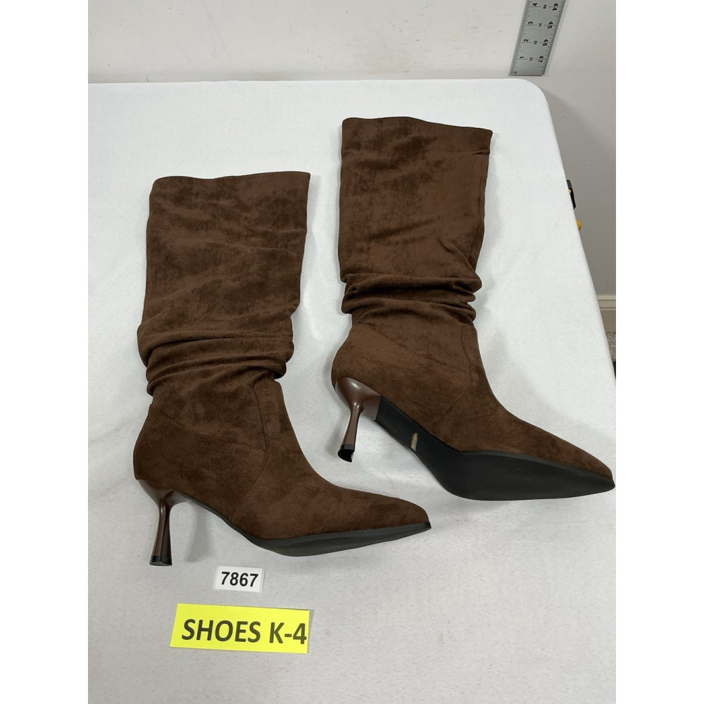 Womans New Teaieui Slouchy Pull On Knee High Stiletto Boots Size 8.5 Brown